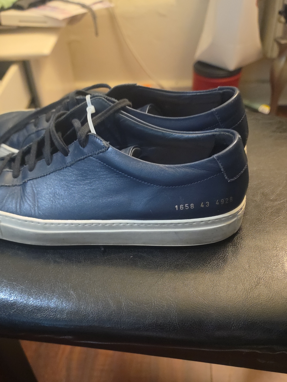 Common Projects Navy Leather Low-Top Sneakers with White Sole